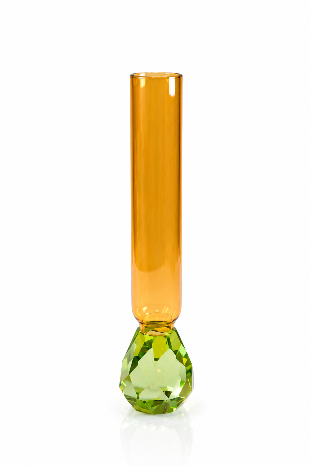Vaso Monofiore Diamante Verde/Giallo